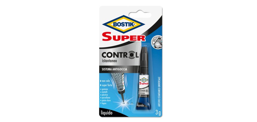 Colla istantanea universale Super Control - 3 gr - trasparente - Bostik