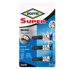 Colla istantanea universale - Super Mini blister - 3 x 1 gr - trasparente - Bostik