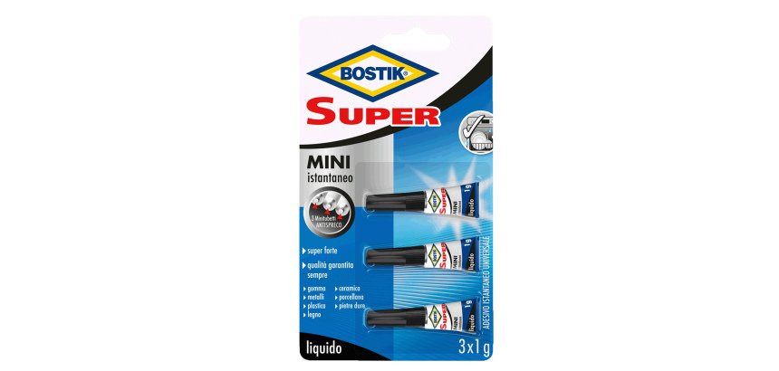 Colla istantanea universale - Super Mini blister - 3 x 1 gr - trasparente - Bostik