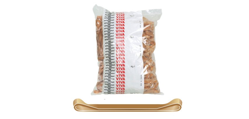 Elastici fettuccia - diametro 5 x 0,5 cm - 1 kg - caucciù - avana - Viva