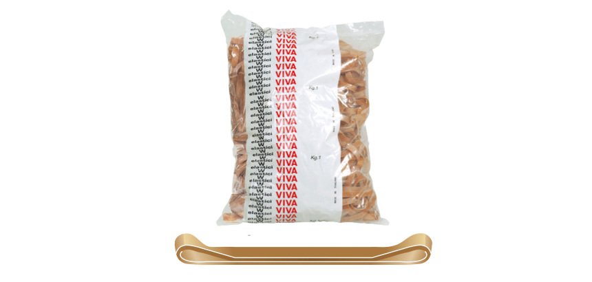 Elastici fettuccia - diametro 5 x 0,5 cm - 1 kg - caucciù - avana - Viva