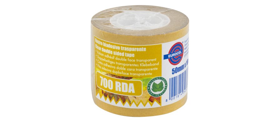 Nastro biadesivo 700RDA - confezionato singolarmente - 50 mm x 10 m - trasparente - Eurocel