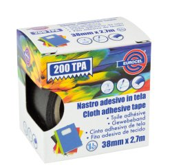 Nastro adesivo telato TPA 200 - 3,8 cm x 2,7 m - nero - Eurocel
