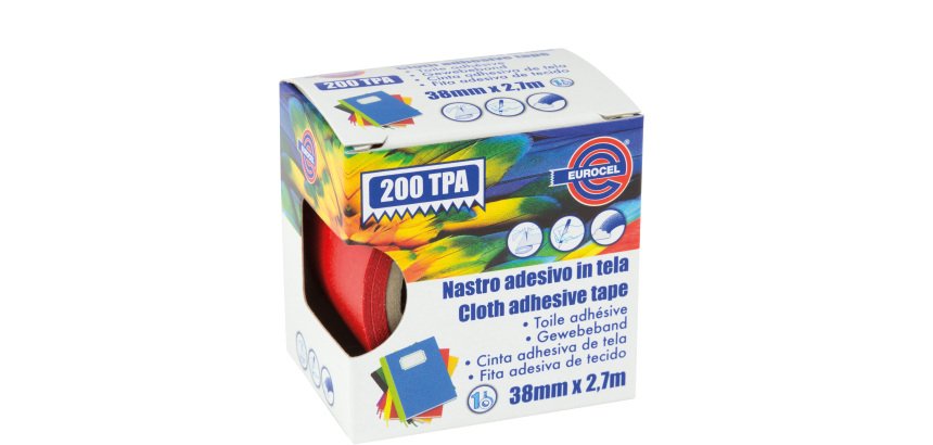 Nastro adesivo telato TPA 200 - 38 mm x 2,7 m - tela plastificata - rosso - Eurocel