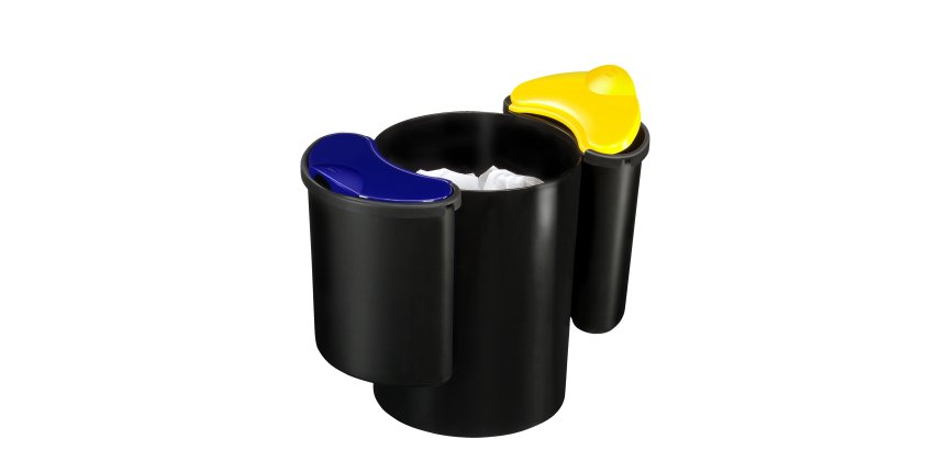 Cestino raccolta differenziata 516 - altezza 33,7 cm - diametro 26 cm -  nero/giallo/blu - Cep