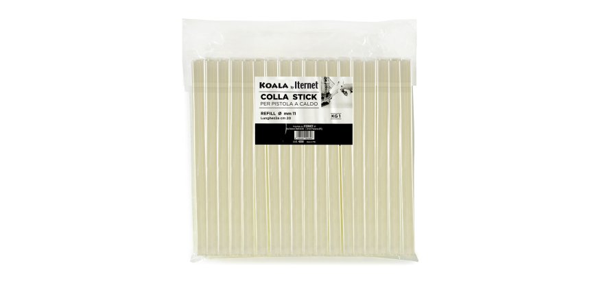 Colla termofusibile-  in stick - lunghezza 20 cm - diametro 1,1 cm - Iternet - sacchetto da 1 kg