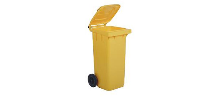Bidone carrellato - 48x55x93 cm - 120 L - giallo - Mobil Plastic