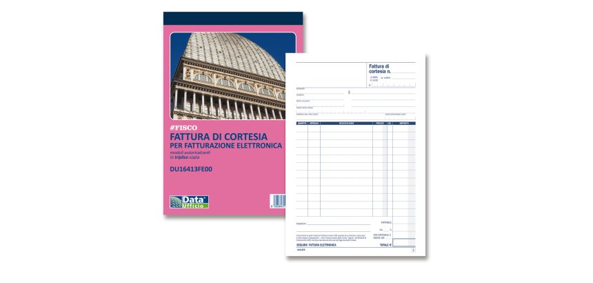 Blocco fatture di cortesia - 33/33/33 copie autoric. - 21,5 x 14,8 cm - DU16413FE00 - Data Ufficio
