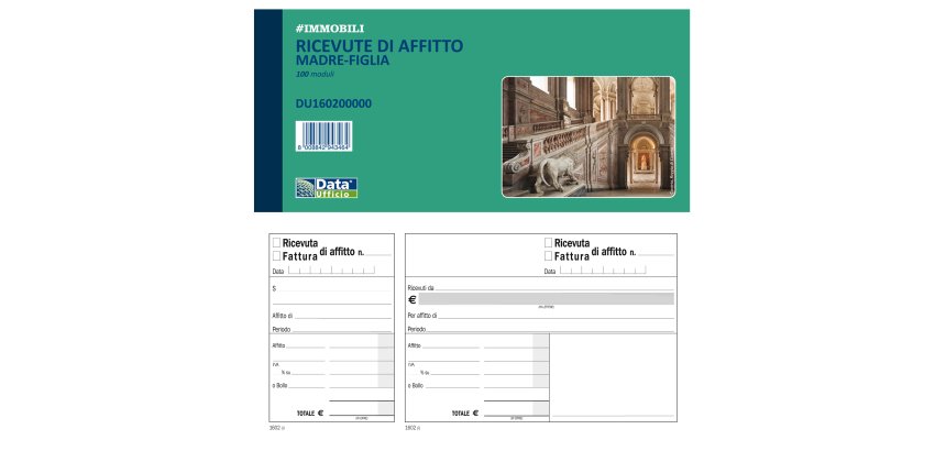 Blocco ricevute/fatture affitto madre-figlia - 100 pagine - 10 x 21,5 cm - DU160200000 - Data Ufficio