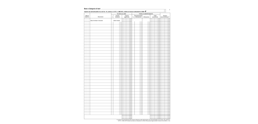 Registro beni ammortizzabili - 45 pagine numerate - 31 x 24,5 cm - DU136800000 - Data Ufficio