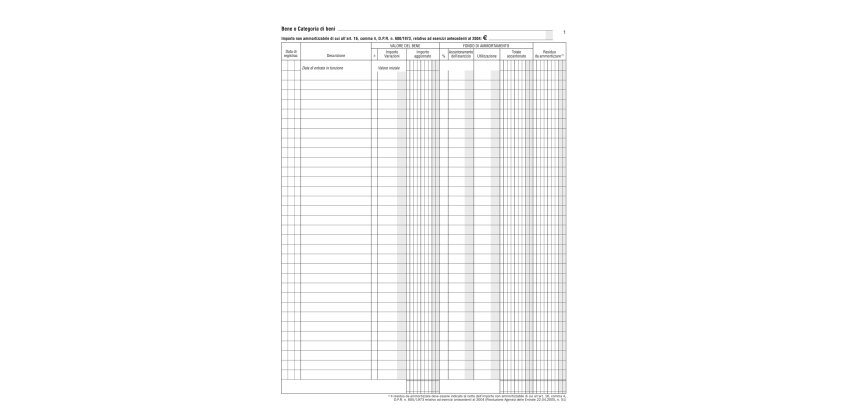 Registro beni ammortizzabili - 45 pagine numerate - 31 x 24,5 cm - DU136800000 - Data Ufficio