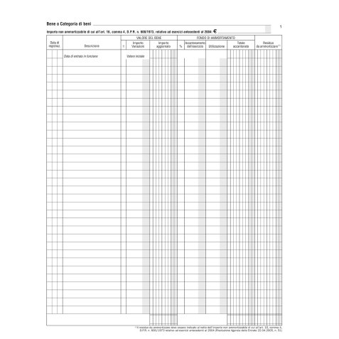 Registro beni ammortizzabili - 45 pagine numerate - 31 x 24,5 cm - DU136800000 - Data Ufficio