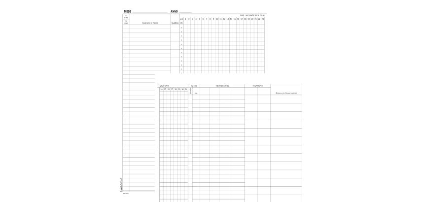 Registro presenze mensili - 48 pagine - 31 x 24,5 cm - DU131301200 - Data Ufficio