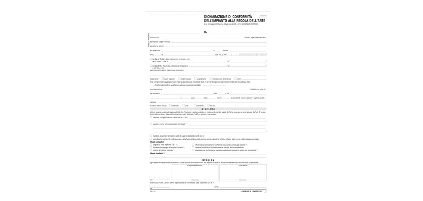 Dichiarazione conformità impianto - snap 5 copie autoric. - 31 x 21 cm - DU184110000 - Data Ufficio