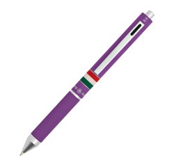 Penna a sfera a scatto multifunzione - fusto viola gommato Italia - Osama
