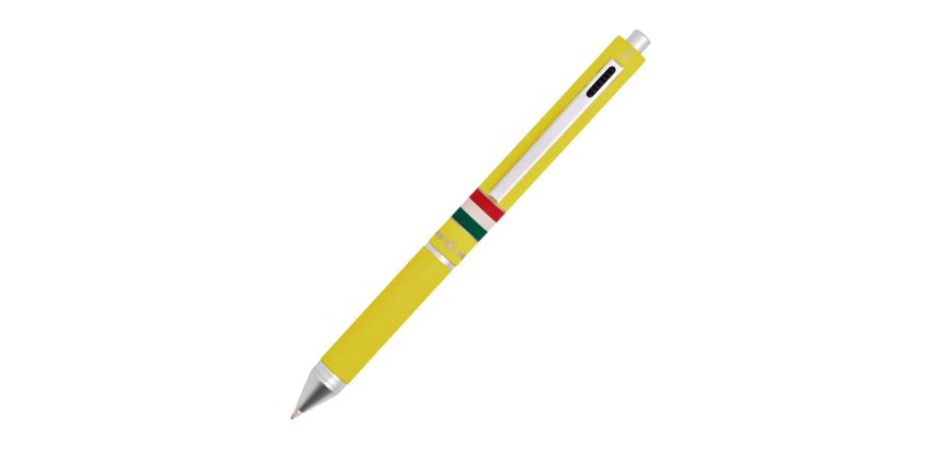 Penna a sfera a scatto multifunzione - fusto giallo gommato Italia - Osama