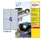 AVERY Etichette resistenti in poliestere argento 105x148mm, 4 etichette per foglio, adesivo permanente, laser, 20 fogli