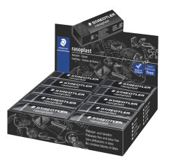 Gomma Rasoplast - 63 x 13 x 23 mm - nero per matita - Staedtler - box 20 pezzi