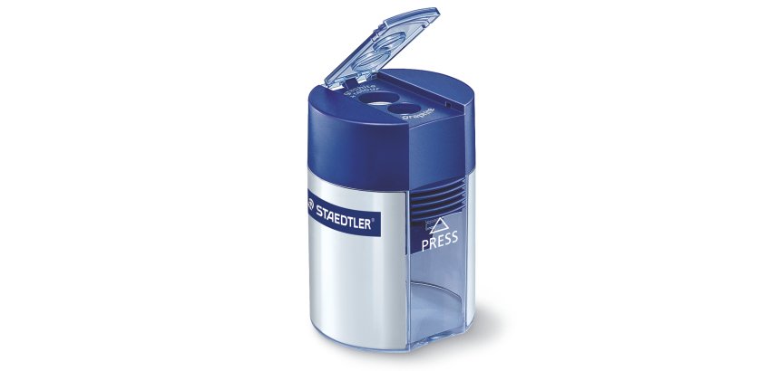 Temperamatite 2 fori con contenitore - blu - Staedtler