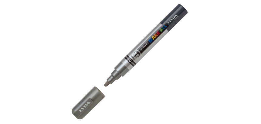 Marcatore a base d'acqua Graduate Mark All  - punta tonda 2mm - argento - Lyra