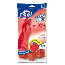 Guanti in lattice Extralong - taglia S - rosso - Logex Professional