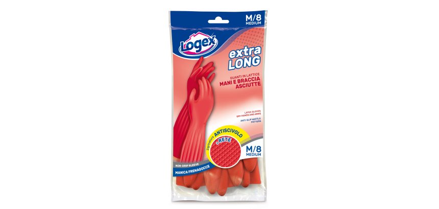 Guanti in lattice Extralong - taglia M - rosso - Logex Professional