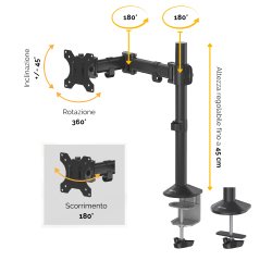 En_brazo para monitor fellowes reflex ajustabel en altura hasta 45 cm normativa vesa hasta 8 kg