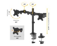 Fellowes reflex dual monitor arm - dual monitor mount for 8kg 27 inch screens - adjustable monitor desk mount - tilt 45° pan 180° rotation 3