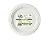 Piatto frutta monouso - rotondo - diametro 17 cm - cellulosa - bianco - Dopla Green - conf. 50 pezzi