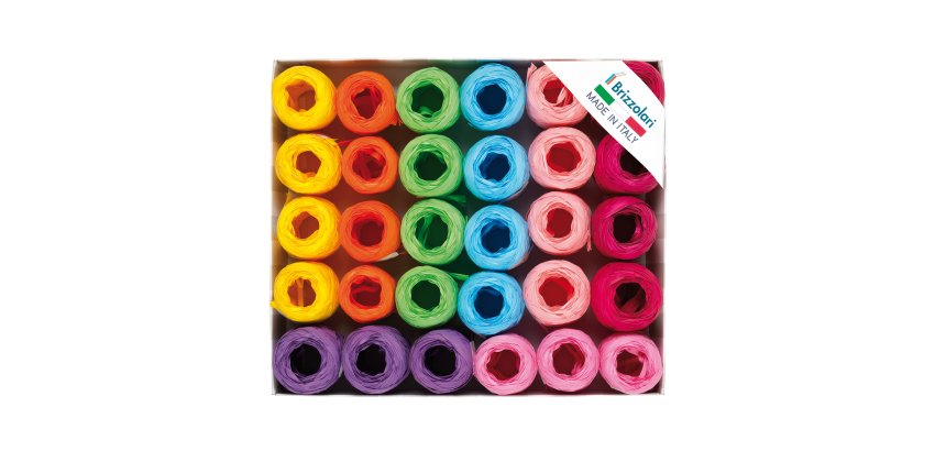 Ovine in Rafia sintetica - 5 mm x 20 mt - colori primaverili assortiti - Brizzolari - conf. 30 pezzi