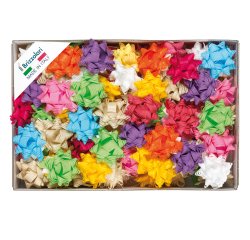 Stelle in Rafia sintetica - 14 mm - colori primaverili assortiti - Brizzolari - conf. 100 pezzi