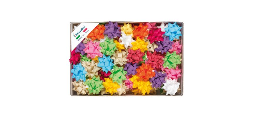 Stelle in Rafia sintetica - 19 mm - colori primaverili assortiti - Brizzolari - conf. 70 pezzi