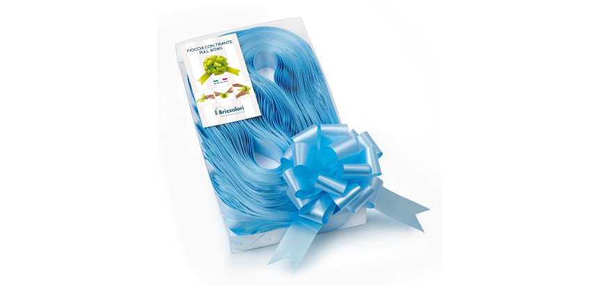 Nastri strip 6800 - in polipropilene - azzurro 06 - per fiocco autocomponibile - 31 mm - diametro 13 cm - Brizzolari - conf. 30 pezzi