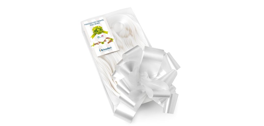 Nastri strip 6800 - in polipropilene - bianco 01 - per fiocco autocomponibile - 50 mm - diametro 20 cm - Brizzolari - conf. 30 pezzi