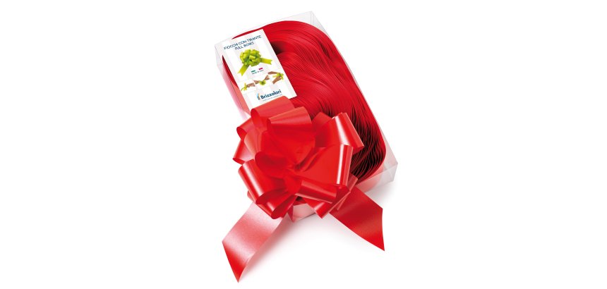 Nastri strip 6800 - in polipropilene - rosso 07 - per fiocco autocomponibile - 50 mm - diametro 20 cm - Brizzolari - conf. 30 pezzi