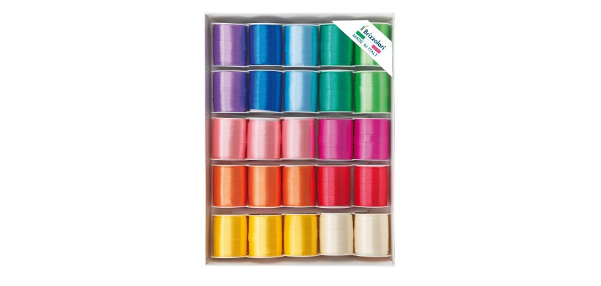 Rocche di nastro liscio 6800 -10 mm x 10 mt - colori primaverili assortiti - Brizzolari - conf. 25 pezzi