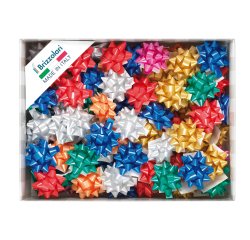 Stelle di nastro liscio 6800 - 10 mm x diam. 5 cm - colori natalizi assortiti - Brizzolari - conf. 100 pezzi