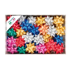 Stelle di nastro liscio 6800 - 19 mm x diam. 9 cm - colori natalizi assortiti - Brizzolari - conf. 70 pezzi