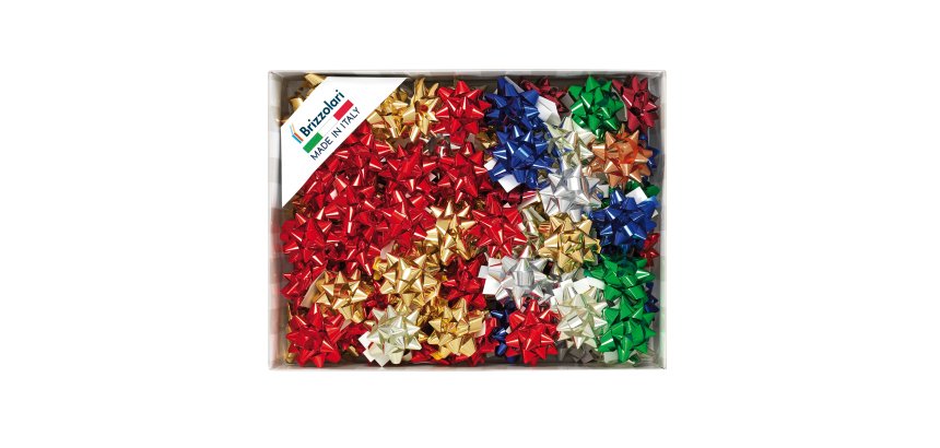Stelle di nastro metal 6870 - 10 mm - diam. 5 cm - colori assortiti - Brizzolari - conf. 100 pezzi