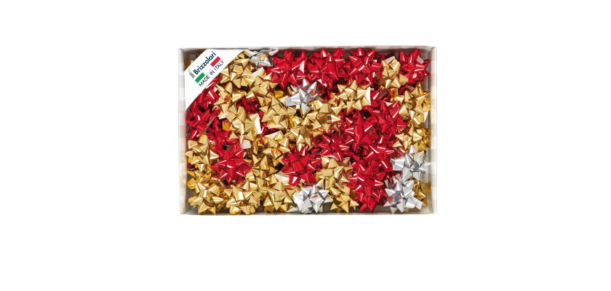 Stelle di nastro metal 6870 - 14 mm - diam. 6,5 cm - colori assortiti - Brizzolari - conf. 100 pezzi