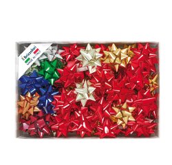Stelle di nastro metal 6870 - 19 mm - diam. 9 cm - colori assortiti - Brizzolari - conf. 70 pezzi