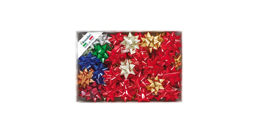 Stelle di nastro metal 6870 - 19 mm - diam. 9 cm - colori assortiti - Brizzolari - conf. 70 pezzi