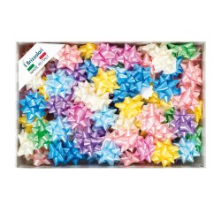 Stelle di nastro liscio 6800 - 14 mm - diam. 6,5cm - colori primaverili assortiti - Brizzolari - conf. 100 pezzi