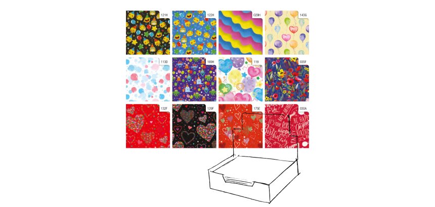 Carta regalo - raso - Fantasia - 70 x 100 cm - Rex Sadoch - scatola 100 fogli