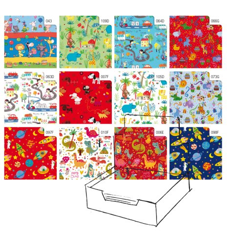 Carta regalo - raso - Bambini - 70 x 100 cm - Rex Sadoch - scatola 100 fogli