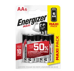 Pila stilo AA - 1,5V - Max alcalina - Energizer - blister 6 pezzi