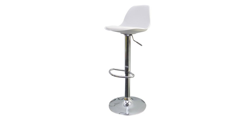 Sgabello Bobba - PPL acciaio cromato - 39 x 42 x 83 / 104 cm - bianco - Paperflow