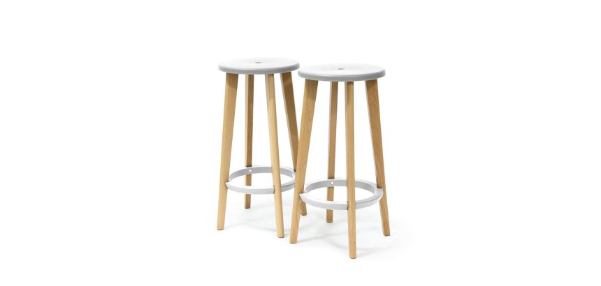 Sgabello Woody - bianco - Paperflow - set 2 pezzi