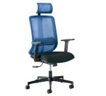 Poltrona semidirezionale Vertigo VRAPG - con braccioli regolabili e poggiatesta - nero/blu - Unisit