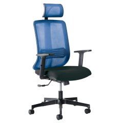 Poltrona semidirezionale Vertigo VRAPG - con braccioli regolabili e poggiatesta - nero/blu - Unisit